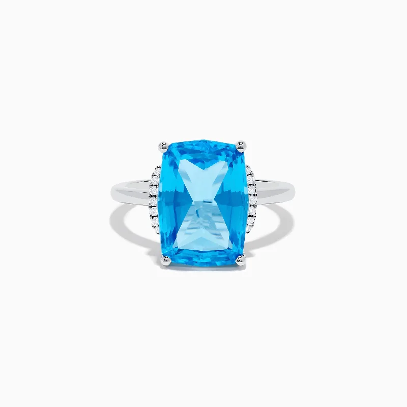 ladies rings animal-Ocean Bleu 14K White Gold Blue Topaz and Diamond Ring