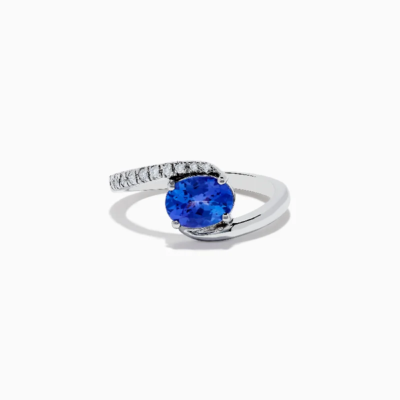 ladies rings vintage-Nahla Siri 14K White Gold Tanzanite and Diamond Ring