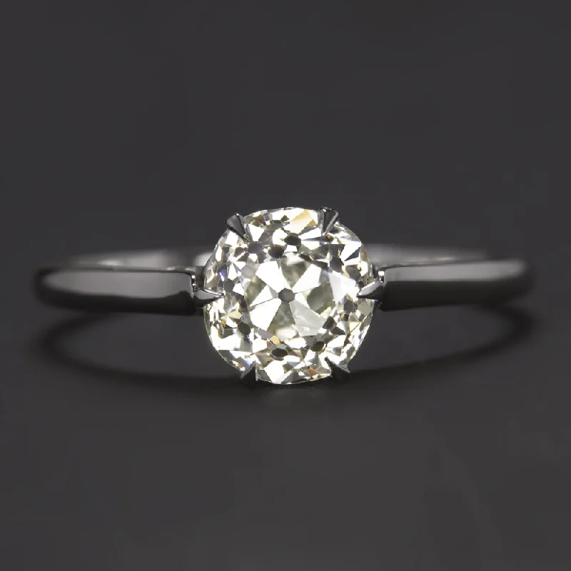 lab-grown diamond engagement rings -1.5ct OLD MINE CUT DIAMOND ENGAGEMENT RING PLATINUM SOLITAIRE ANTIQUE CLASSIC