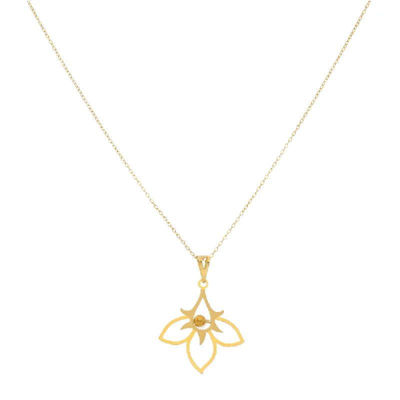 Ladies necklaces dual shine -Gold Necklace (Chain With Hollow Flower Shaped Pendant) 21KT - FKJNKL21KM9823