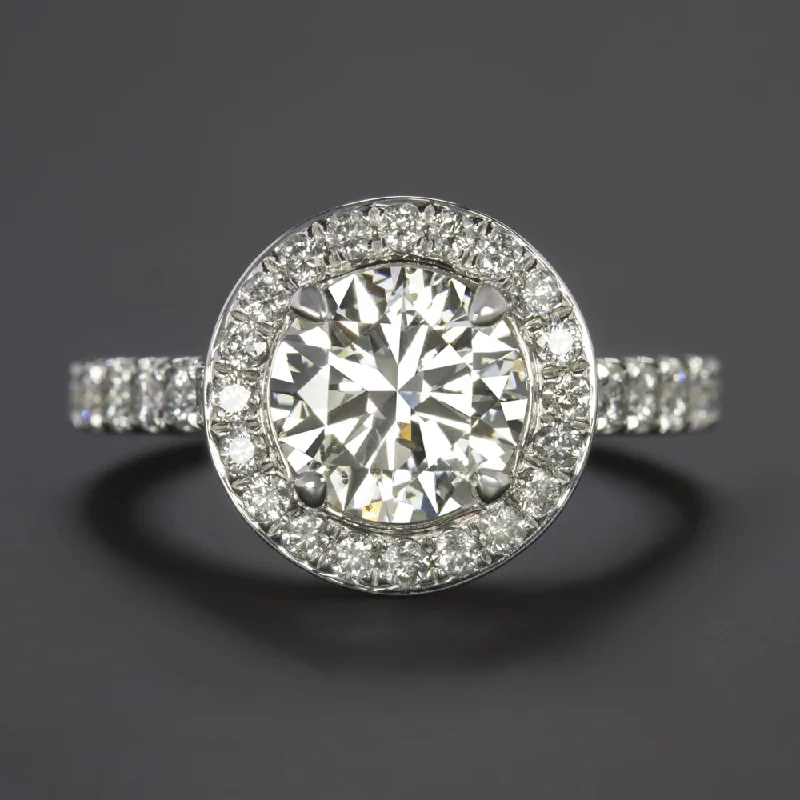 silver engagement rings -2 CARAT DIAMOND ENGAGEMENT RING CERTIFIED VERY GOOD ROUND CUT HALO PLATINUM