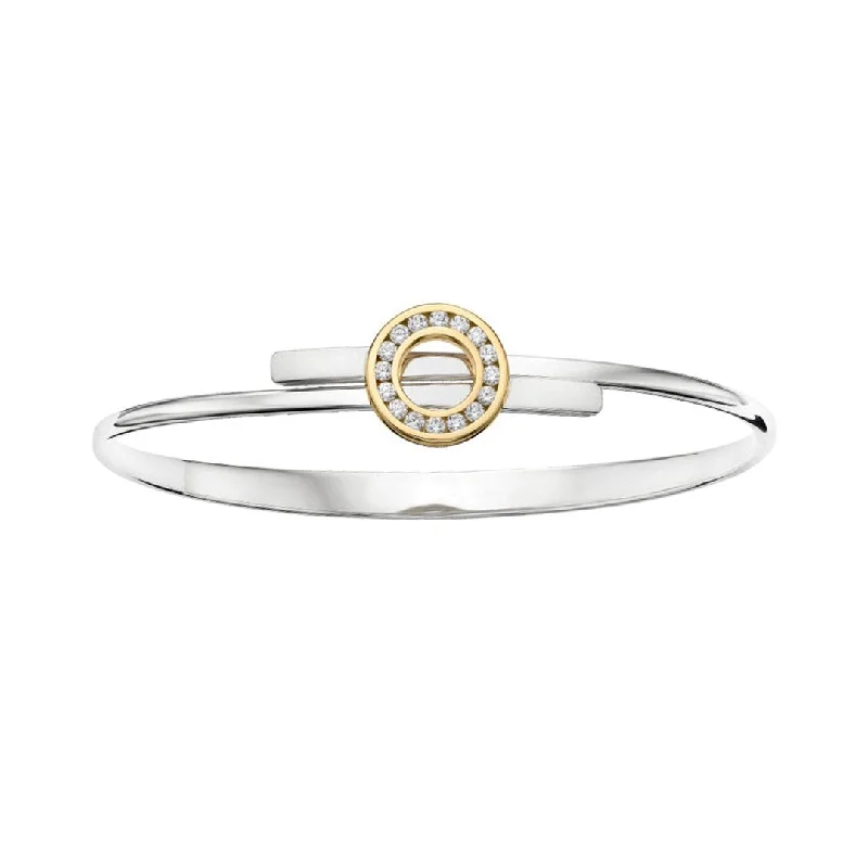 Ladies bracelets sea charm -Diamond Open Circle Sterling Silver & Gold Bangle Bracelet