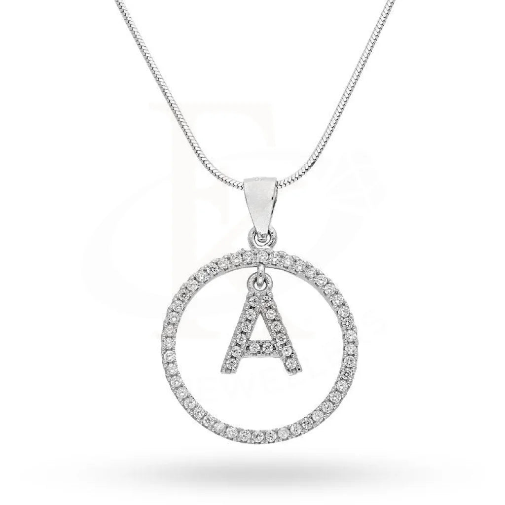 Ladies necklaces deal sparkle -Sterling Silver 925 Necklace (Chain with Round Shaped Alphabet Pendant) - FKJNKLSL1999