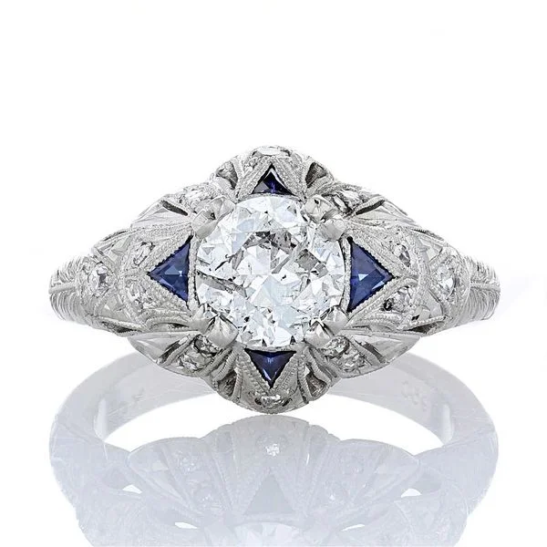 ladies rings tribal-Heirloom Sapphire and Diamond Ring