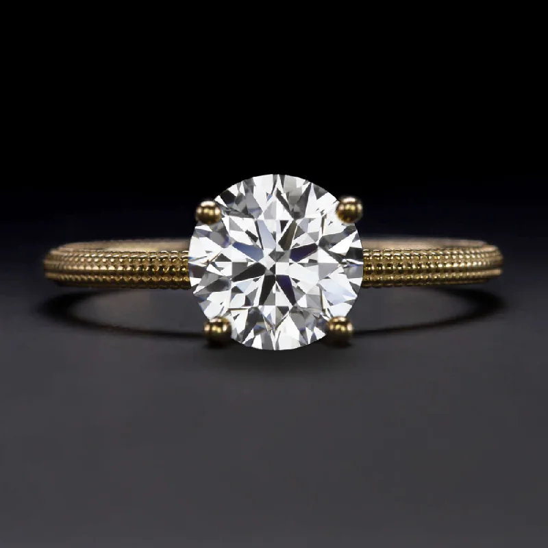 two-tone engagement rings -1ct LAB CREATED DIAMOND ENGAGEMENT RING EXCELLENT CUT ROUND SOLITAIRE 14k GOLD