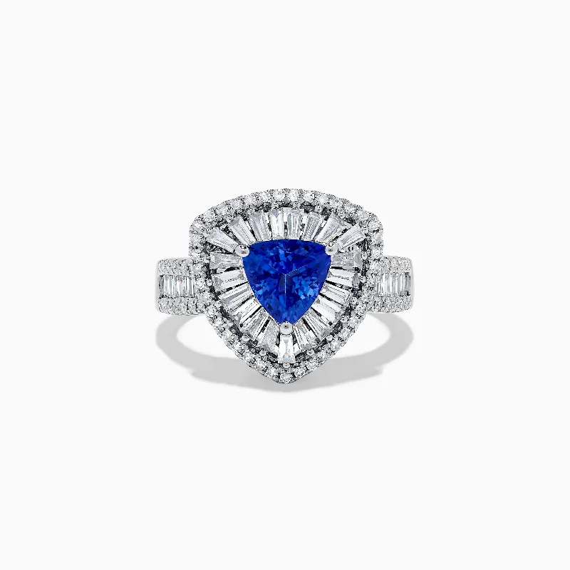 ladies rings cartier-14K White Gold Tanzanite and Diamond Ring