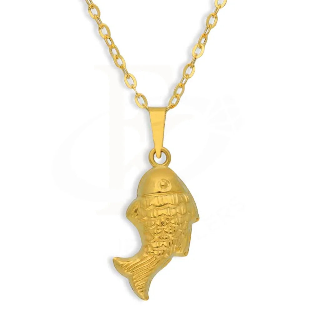 Ladies necklaces prism charm -Gold Necklace (Chain With Fish Shaped Pendant) 18KT - FKJNKL18K2871