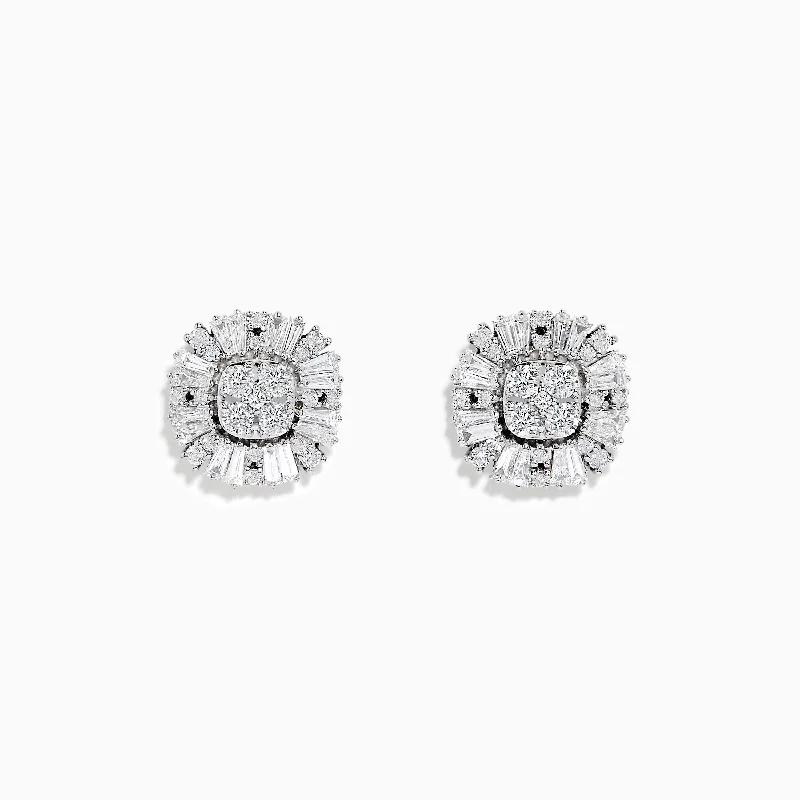 ladies earrings art deco-Classique 14K White Gold Diamond Earrings