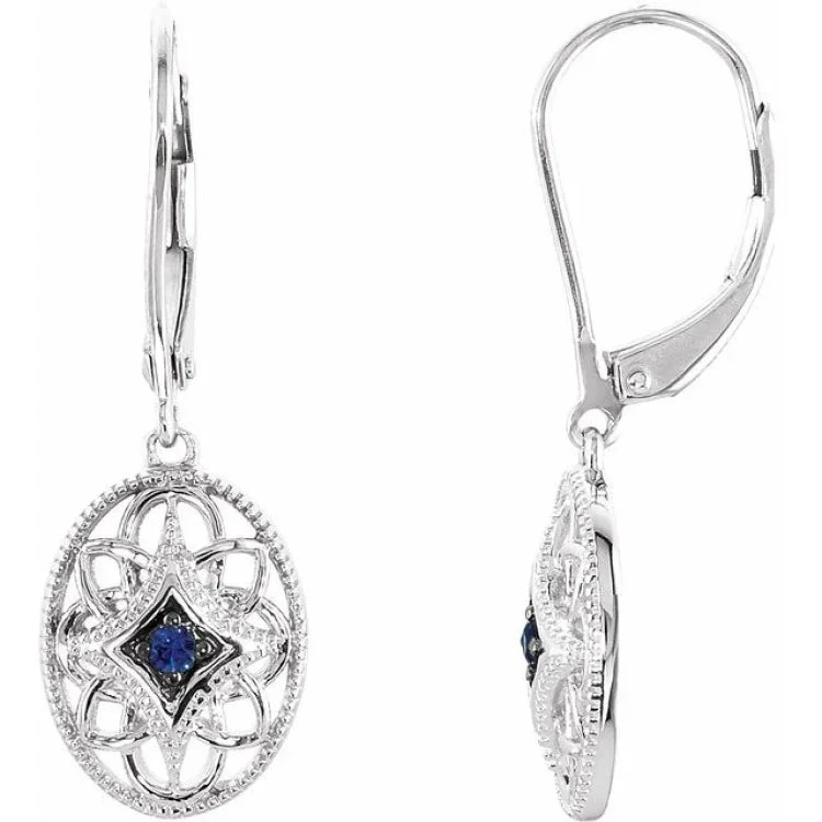 ladies earrings jared-Sterling Silver Natural Blue Sapphire Lever Back Earrings