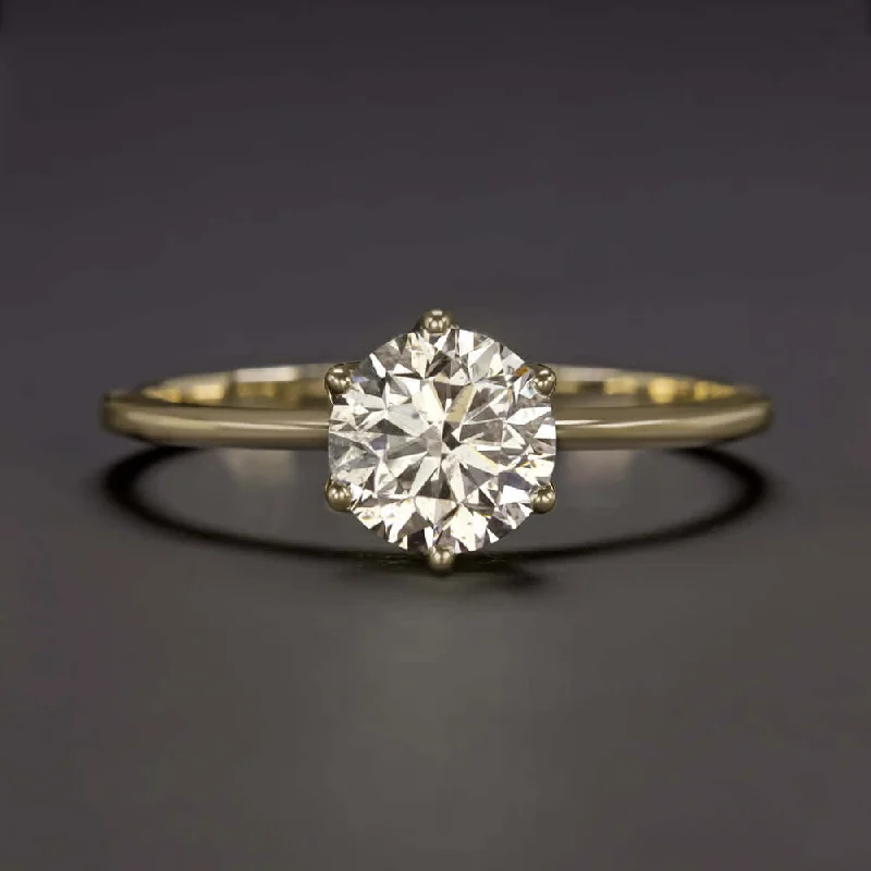 dainty engagement rings -1.07ct LIGHT CHAMPAGNE DIAMOND ENGAGEMENT RING EXCELLENT CUT SOLITAIRE GOLD 1ct