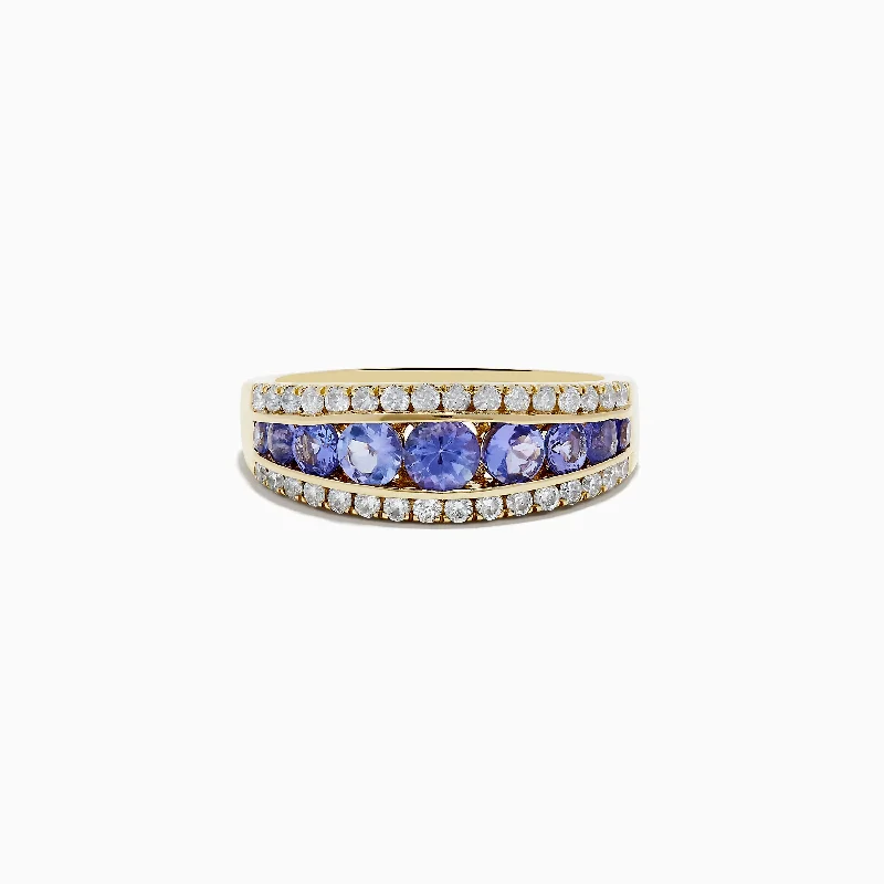 ladies rings polished-Nahla Siri 14K Yellow Gold Tanzanite and Diamond Ring