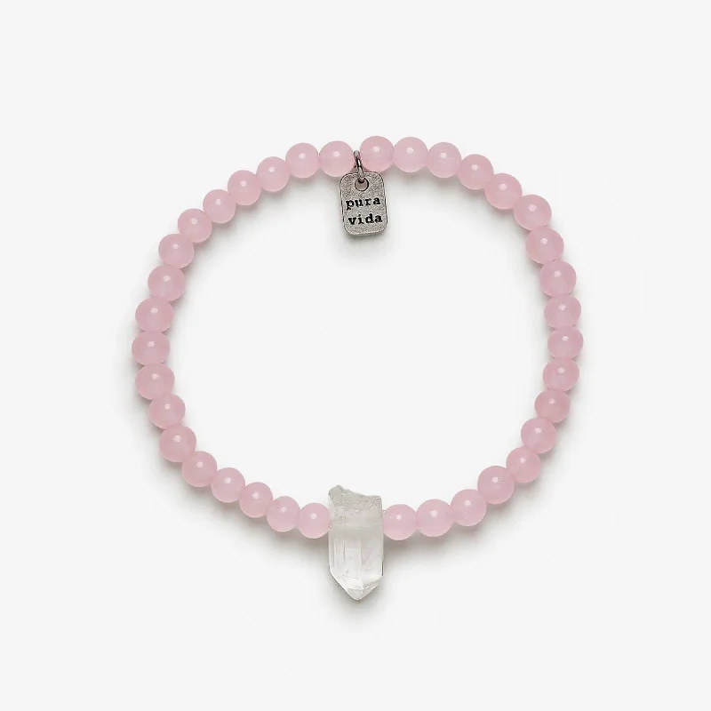 Ladies bracelets duo glow -Rose Quartz Intention Stretch Bracelet