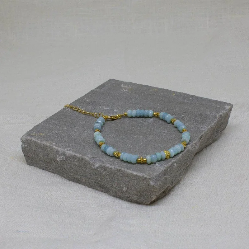 Ladies bracelets ray shine -Aqua Blue Opal 18ct Gold Vermeil Bracelet