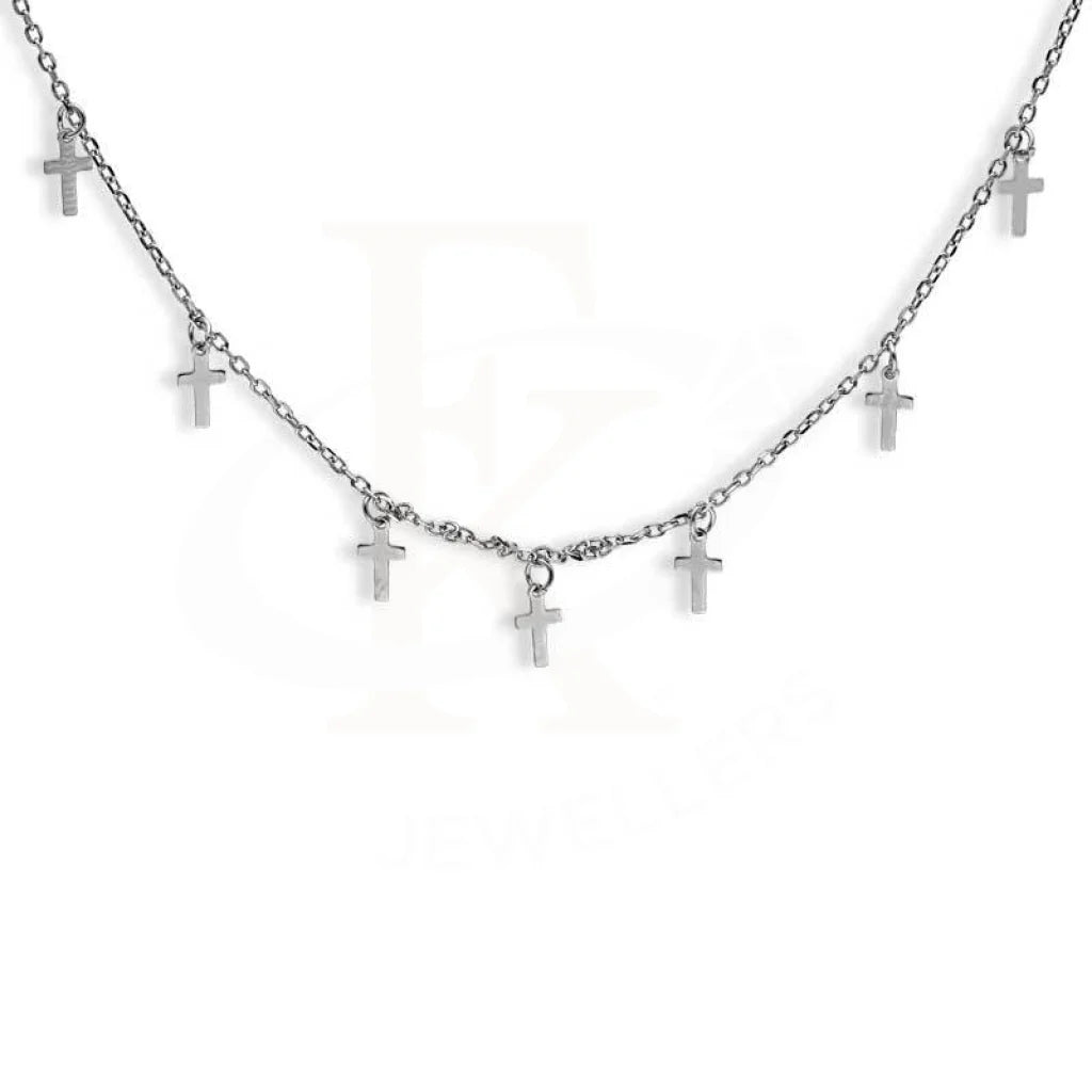 Ladies necklaces opal shine chain -Sterling Silver 925 Cross Shaped Necklace - FKJNKLSL2971