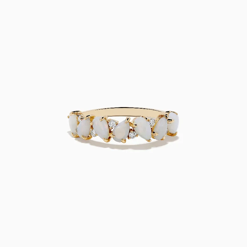 ladies rings organizer-Aurora 14K Yellow Gold Opal and Diamond Ring