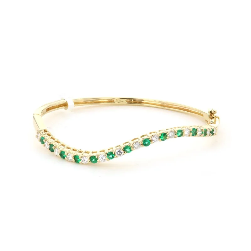 Ladies bracelets fate charm -Emerald & Diamond Bangle Bracelet