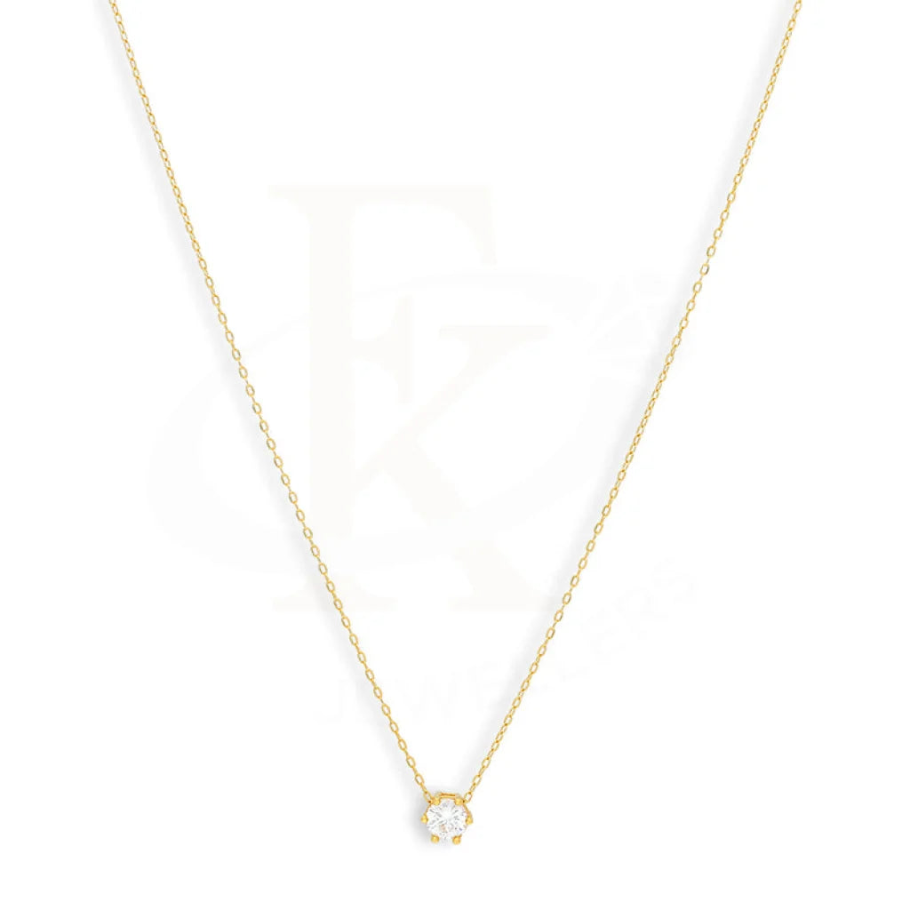 Ladies necklaces pocket sparkle -Gold Round Shaped Solitaire Necklace 21KT - FKJNKL21K2487