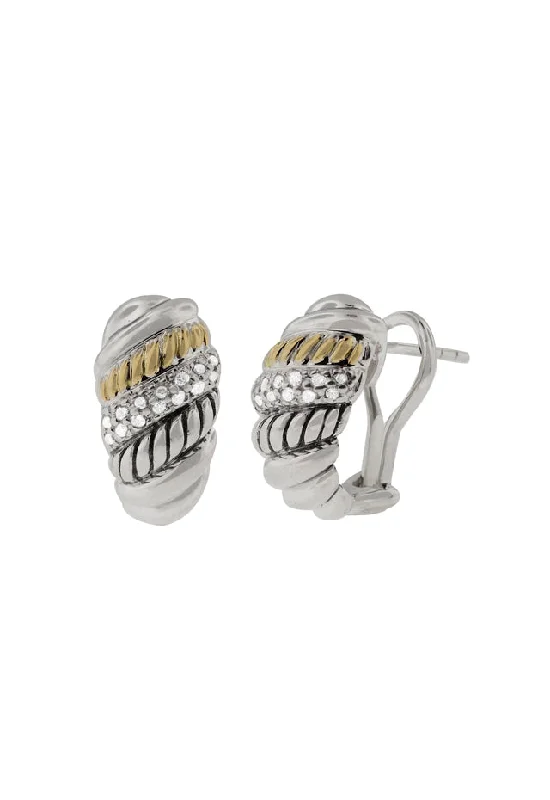 ladies earrings indulgence-925 Sterling Silver and 18K Gold Diamond Earrings