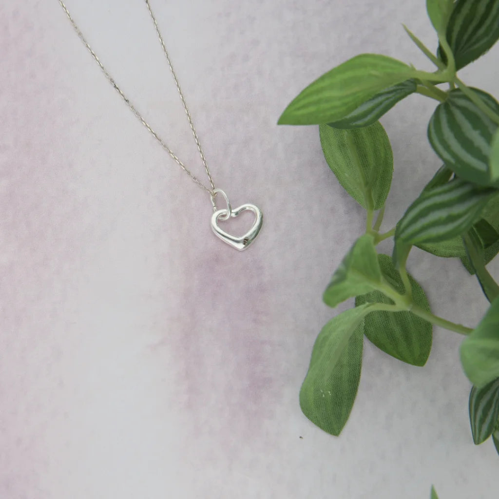 Ladies necklaces rose gold shine -Sterling Silver 925 Necklace (Chain with Hanging Heart Pendant) - FKJNKLSL7983