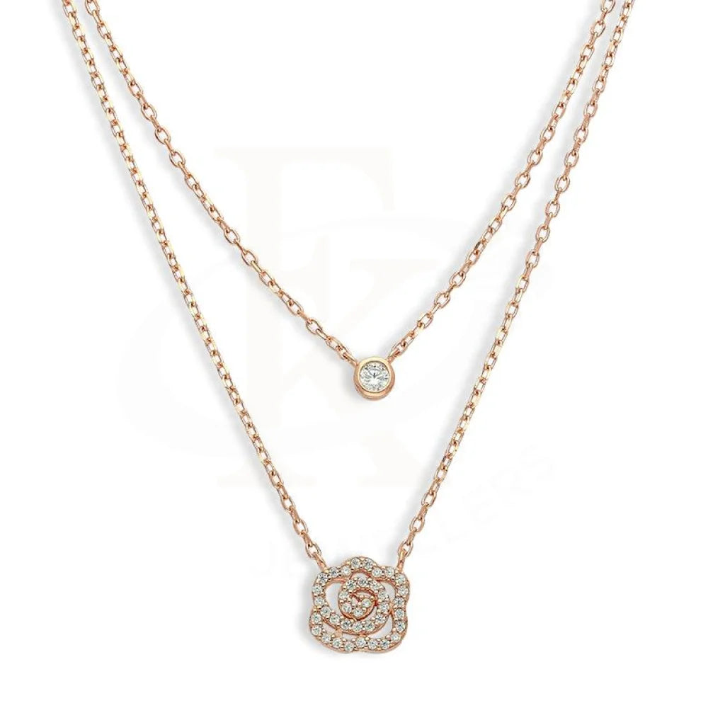 Ladies necklaces stage shine -Sterling Silver 925 Rose Gold Plated Flower Necklace - FKJNKLSL2627