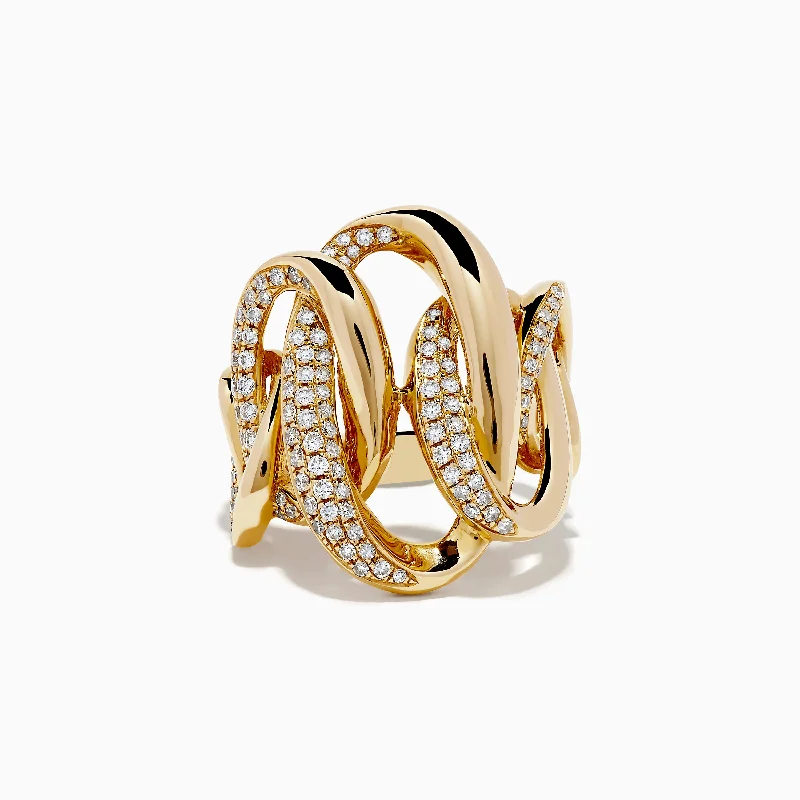 ladies rings onyx-D'Oro 14k Yellow Gold Diamond Statement Ring