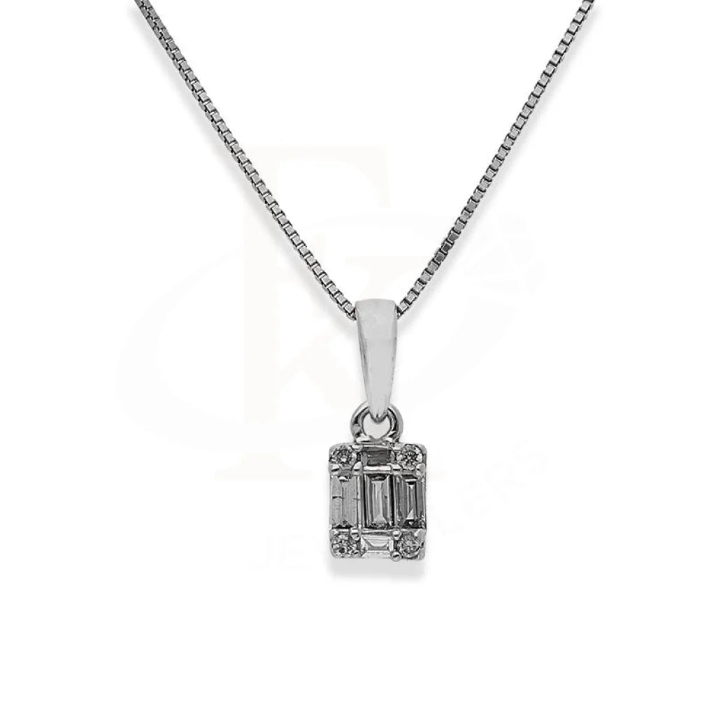 Ladies necklaces pure glow -Diamond Necklace Square Shaped 18KT White Gold - FKJNKL18K2421