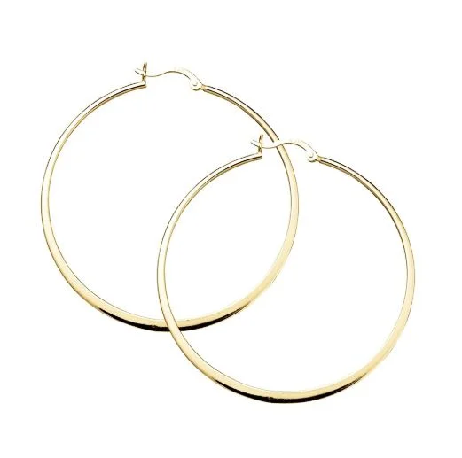 ladies earrings sizes-Sterling Silver Earrings - Flat Edge Hoop*