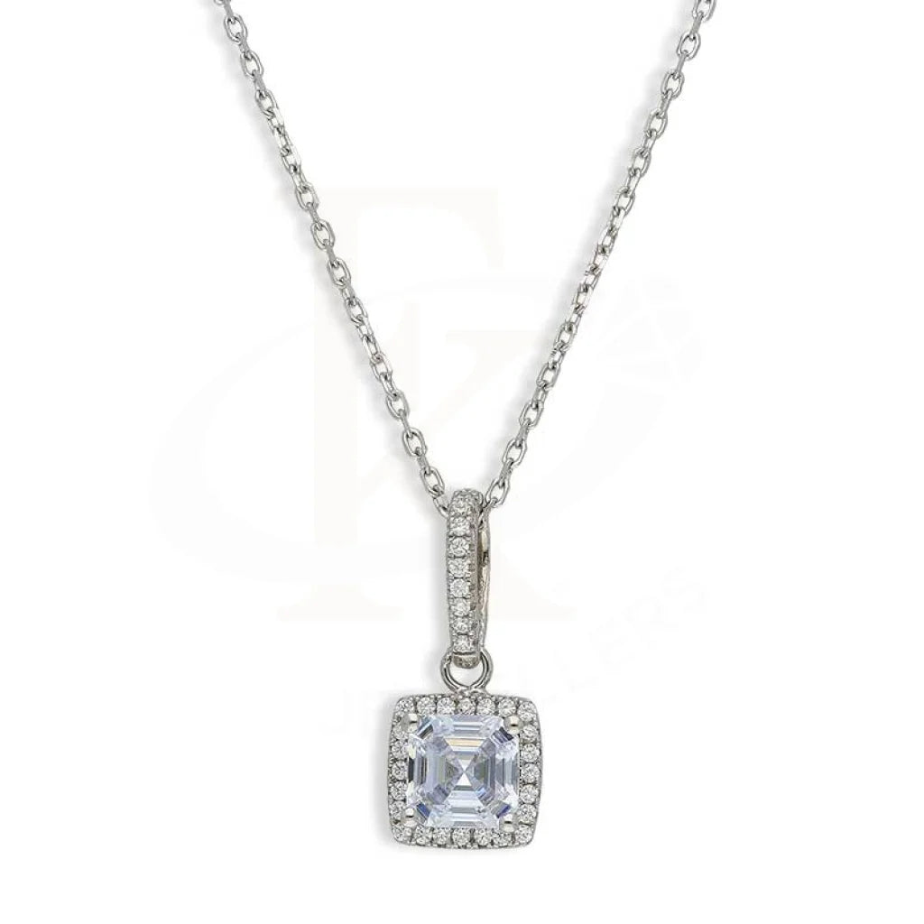 Ladies necklaces regal cut shine -Sterling Silver 925 Solitaire Necklace - FKJNKLSL3025