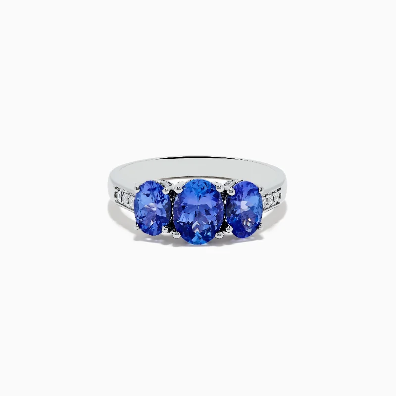 ladies rings designs-Nahla Siri Sterling Silver Diamond and Tanzanite Ring