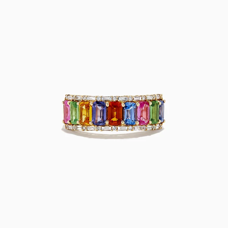 ladies rings presentation-Watercolors 14K Yellow Multi Sapphire and Diamond Ring