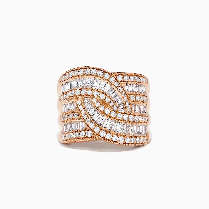 ladies rings holder-14K Rose Gold Diamond Crossover Ring