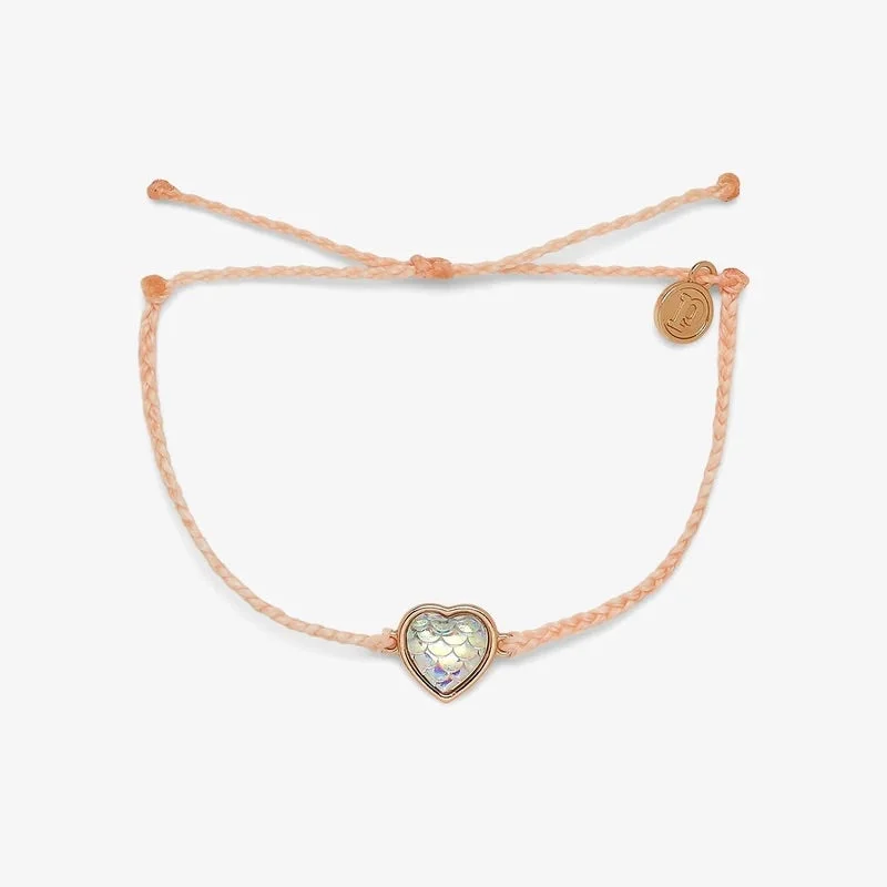 Ladies bracelets chill charm -PuraVida, Rose Gold  Mermaid Heart Charm Bracelet, Blush