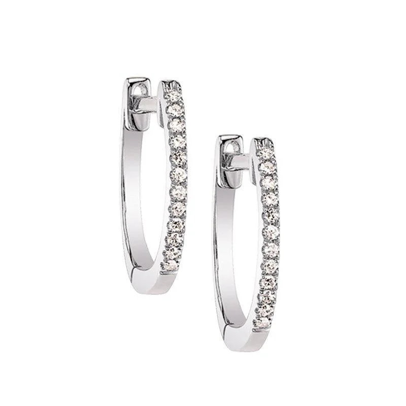 ladies earrings personalized-Classic Hoop Diamond Earrings White Gold