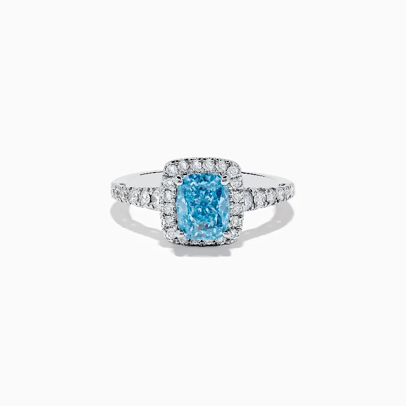 ladies rings materials-Reverie 14K White Gold Lab Grown Blue and White Diamond Ring