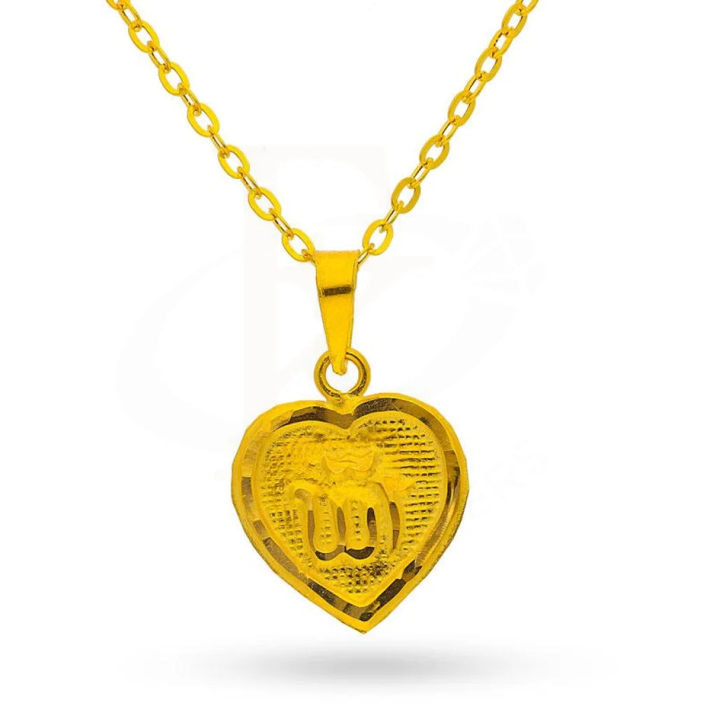 Ladies necklaces letter glow -Gold Necklace (Chain with Heart Allah Pendant) 18KT - FKJNKL1470