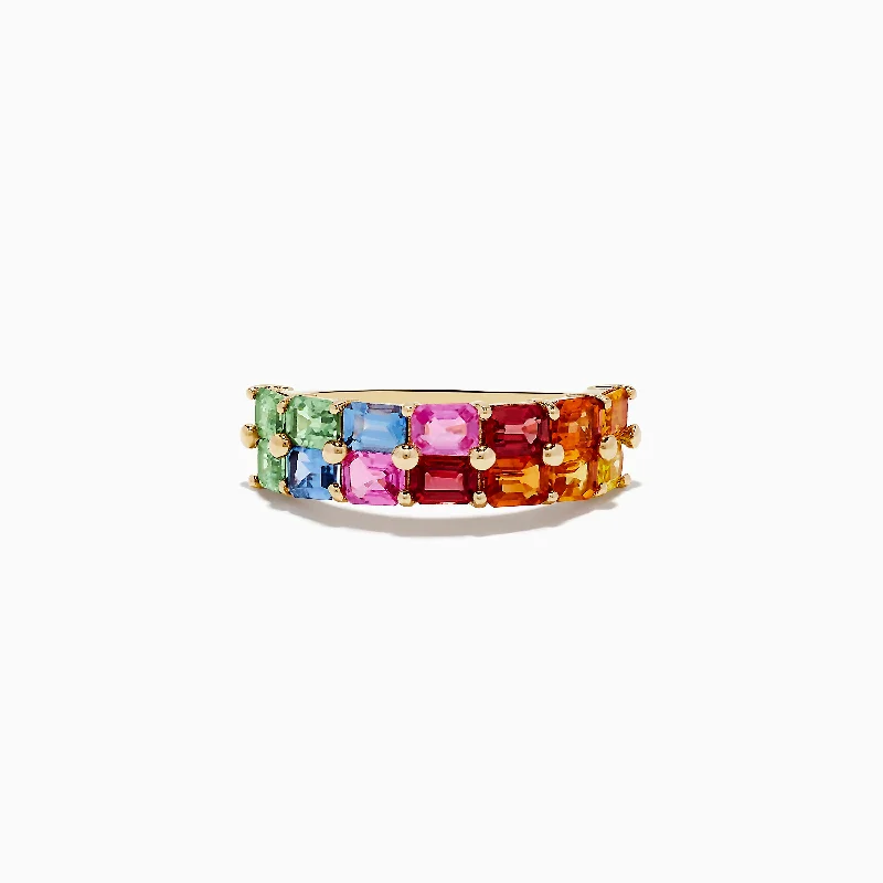 ladies rings deals-Watercolors 14K Yellow Gold Multi Sapphire Ring