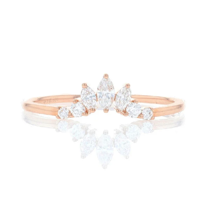 ladies rings office-Rose Gold Diamond Marquise Contour Ring