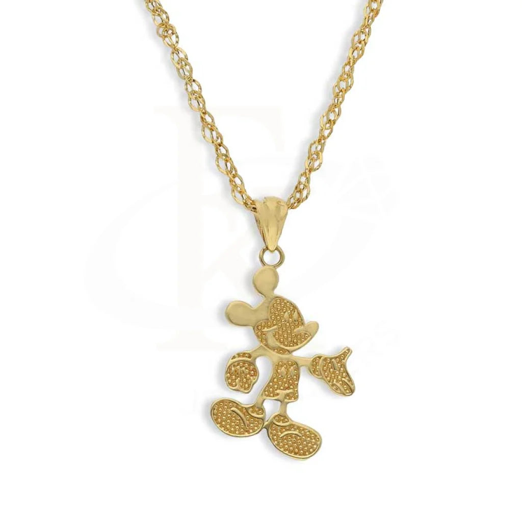 Ladies necklaces oval stone glow -Gold Necklace (Chain With Mickey Mouse Pendant) 18KT - FKJNKL18K3086