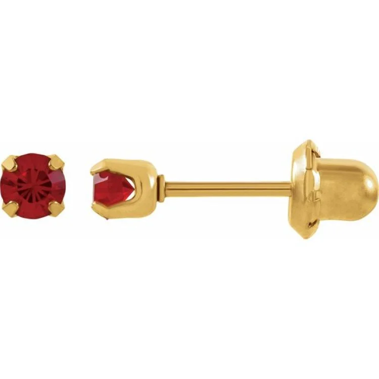 ladies earrings crescent-24K Yellow Gold-Plated Stainless Steel Imitation Ruby Inverness® Piercing Earrings