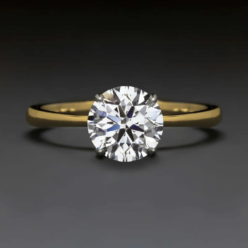 split shank engagement rings -1ct LAB CREATED DIAMOND ENGAGEMENT RING CERTIFIED ROUND CUT TWO TONE SOLITAIRE