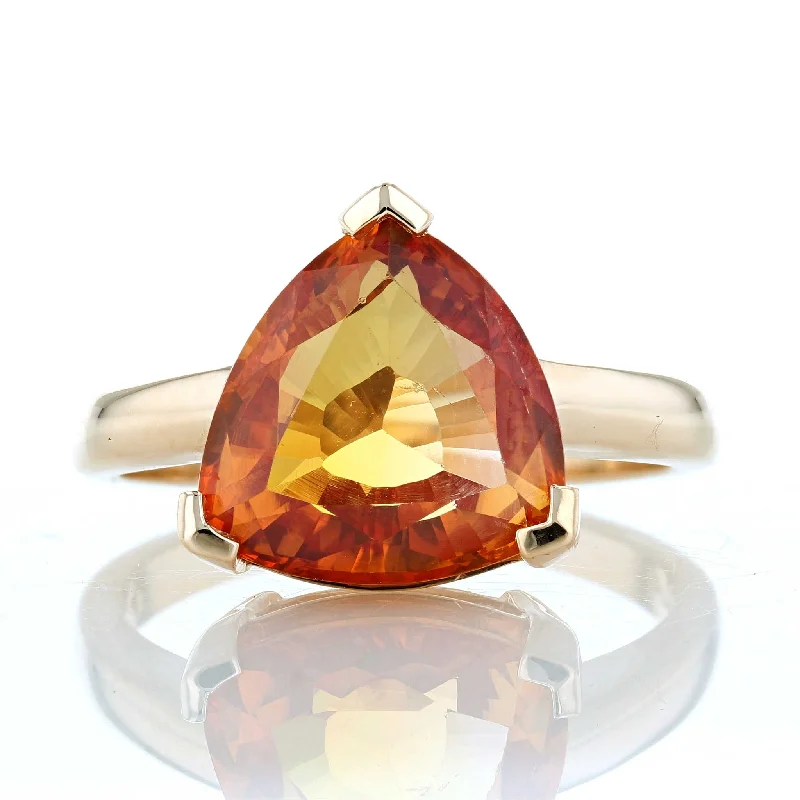 ladies rings custom-Trillion Cut Citrine Solitaire Ring