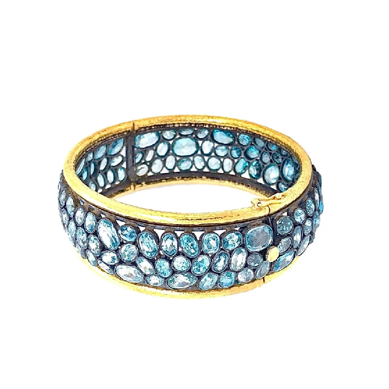 Ladies bracelets gleam radiance -Blue Zircon Pebble Bangle Bracelet