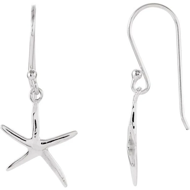 ladies earrings upcycled-Sterling Silver Starfish Earrings