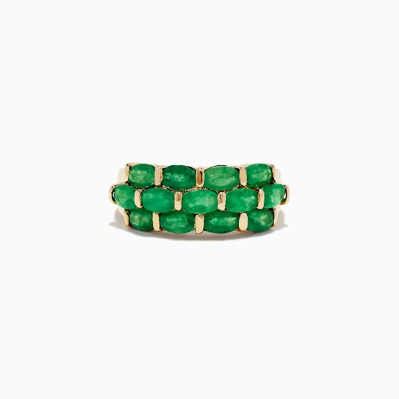 ladies rings star-Brasilica 14K Yellow Gold Emerald Ring