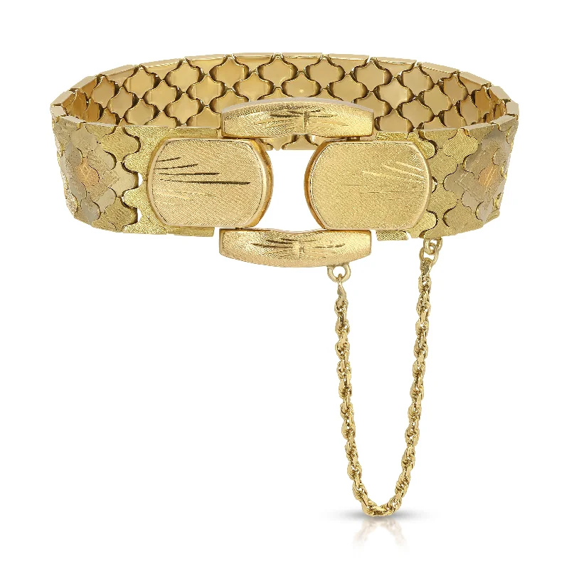 Ladies bracelets oath shine -Triple-Tone Gold Estate Bracelet