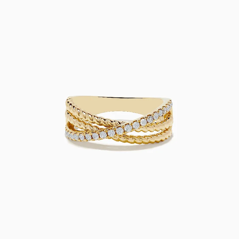 ladies rings joy-D'oro 14K Yellow Gold Diamond Crossover Ring