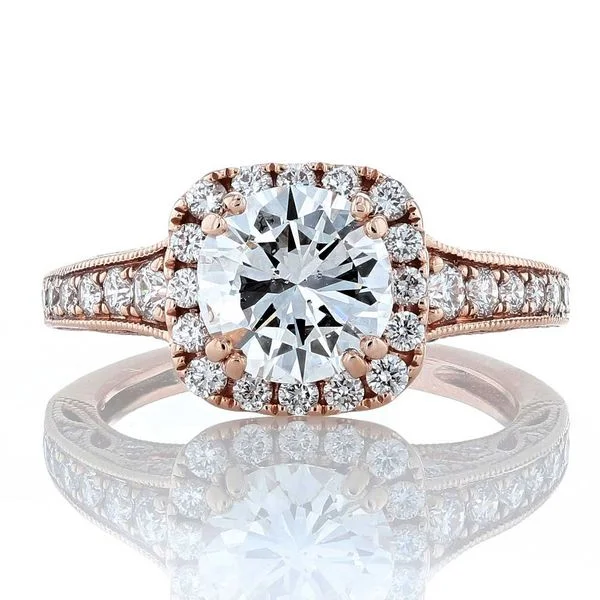 ladies rings platinum-Cushion Halo Ring