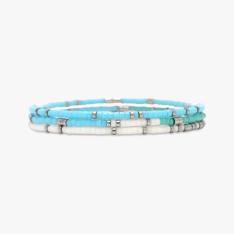 Ladies bracelets dusk radiance -Seafoam Dream Stretch Bracelet Set of 3