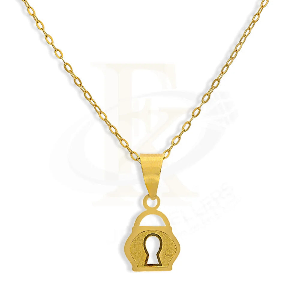 Ladies necklaces chill charm -Gold Necklace (Chain with Lock Pendant) 18KT - FKJNKL18K2302