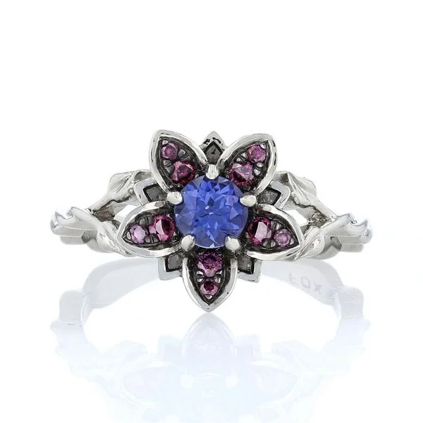 ladies rings rose gold-Lotus Purple Diamond & Sapphire Ring